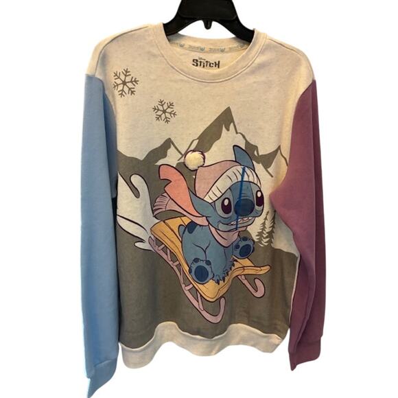 Disney Tops - Disney Stitch Graphic Fleece Pullover Sweatshirt Sz Large NWTs